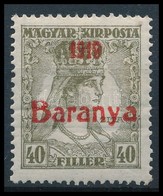 * Baranya I. 1919 Zita 40f Cinóber Felülnyomással, Antikva Számmal, Garancia Nélkül (48.000) - Autres & Non Classés