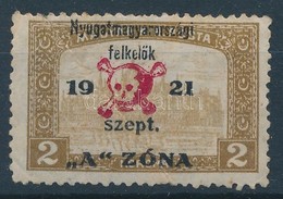 * Nyugat-Magyarország II. 1921 Halálfejes Kiadás 2K, Garancia Nélkül (80.000) (törések) - Autres & Non Classés