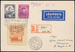 1935 Ajánlott Légi Levelezőlap Alkalmi Bélyegzővel (Mihályfi 200 P), Levélzáróval, Feladóvevénnyel - Otros & Sin Clasificación