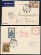 1938 2 Db Légiposta Levelezőlap, Az Egyik Levélzáróval, A Másik Külföldre Küldve - Autres & Non Classés