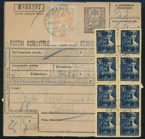 1945 Utánvételes Csomagszállító Kisegítő 22 X 3P/50f + 1P/80f Bérmentesítéssel + 10f Illetékbélyeggel 'BUDAPEST' - Sárvá - Autres & Non Classés