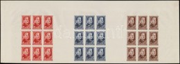 ** 1949 Sztálin Sor Vágott Kilencestömbök Egy összefüggő ívben (140.000) / Mi 1122-1124 Imperforate Blocks Of 9 In One S - Other & Unclassified