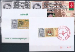 ** 2015 In Memoriam Dr. Fenyvesi Csaba 4 Db-os Emlékív Garnitúra, Ajándék, 2 Db Személyes Bélyeg Alkalmi Bélyegzéssel Az - Other & Unclassified