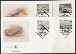 1990 WWF: Gangeszi Gaviál Sor Mi 323-326 4 FDC-n - Andere & Zonder Classificatie