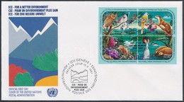 1991 Állatok Négyestömb Mi 194-197 FDC-n - Other & Unclassified