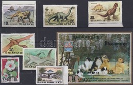 ** 1991 7 Klf Bélyeg, Közte 1 Sor + 1 Blokk (dinoszaurusz, Virág, Kutya, épület) - Other & Unclassified