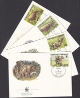 1988 WWF Erdei Elefánt Sor Mi 1009-1012 4 FDC - Autres & Non Classés