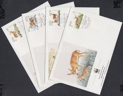 1992 WWF Szarvasok Bélyegek Egy Sorból Mi 739-742 4 FDC - Autres & Non Classés