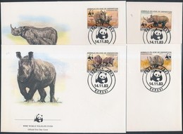 1983 WWF: Fekete Orrszarvú Sor Mi 985-988 A 4 FDC-n - Otros & Sin Clasificación
