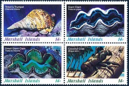 ** 1986 WWF Tengeri Csigák és Kagylók Négyestömb + 4 FDC Mi 73-76 - Autres & Non Classés