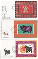 1995-1997 Kínai újév 3 Klf Blokk 3 FDC-n Mi 12 + 15 + 17 - Autres & Non Classés