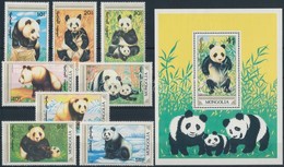 ** 1990 Panda Sor Mi 2157-2164 + Blokk Mi 152 (papírránc A Blokkon / Paper Creases On The Block) - Other & Unclassified