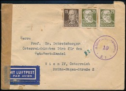 1952 Légi Levél Bélyegzés Nélküli Bélyegekkel Bérmentesítve Berlin - 'PARIS' - 'WIEN', érkezési Cenzúra Bélyegzéssel - Andere & Zonder Classificatie