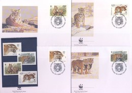 ** 1993 WWF Szibériai Tigris Sor + 4 Db FDC Mi 343-346 - Otros & Sin Clasificación