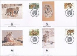 ** 1993 WWF: Szibériai Tigris Sor + Sor 4 FDC-n Mi 343-346 - Other & Unclassified