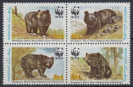 ** 1989 WWF Barna Medve Négyes Tömb Mi 759-762 - Otros & Sin Clasificación