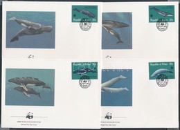 ** 1983 WWF Bálnák Négyestömb + Ugyanaz A Sor 4 FDC-n Mi 20-23 - Other & Unclassified