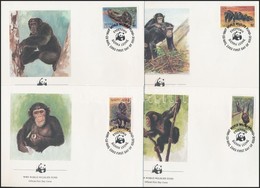 1983 WWF: Csimpánz Sor 4 Db FDC-n Mi 713-716 - Andere & Zonder Classificatie