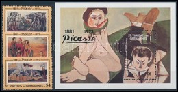 ** 1993 Picasso, Festmények Sor + Blokk,
Picasso, Paintings Set + Block
Mi 2460-2462 +  Mi 286 - Other & Unclassified