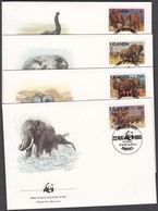 1983 WWF Elefántok Sor Mi 361 A - 364 A 4 FDC - Otros & Sin Clasificación