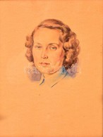 Bajor Ágost (1892-1958): Női Portré, Akvarell, Papír, Jelzett, üvegezett Fa Keretben, 32,5×24 Cm - Autres & Non Classés
