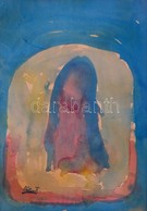 Bálint Jelzéssel: Kompozíció. Akvarell ,papír, üvegezett Keretben, 42×29 Cm - Otros & Sin Clasificación