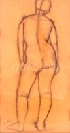 Kmetty Jelzéssel: Akt Háttal, Ceruza, Papír, üvegezett Fa Keretben, 59.5×30,5 Cm - Other & Unclassified