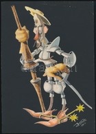 Konok 1956 Jelzéssel: Don Quijote. Akvarell, Papír Kollázs. 20x30 Cm - Other & Unclassified