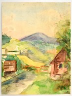 Szőnyi Jelzéssel: Dombos Táj. Akvarell, Papír, Foltos, 43×32 Cm - Autres & Non Classés