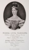 Mária Anna Carolina Királyné Portréja, Rézmetszet, Papír, 27×19,5 Cm - Estampas & Grabados