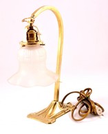 Szecessziós Réz Lámpa Eredeti üveg Búrával, új Zsínorral, Jó állapotban / Art Nouveau Copper Lamp With Original Glass. 3 - Andere & Zonder Classificatie