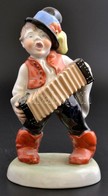 Herendi Porcelán Harmonikázó Fiú, Kézzel Festett, Jelzett, Hibátlan, M: 20 Cm - Other & Unclassified