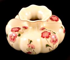 Zsolnay Virágmintás Porcelán Kis Váza, Kézzel Festett, Jelzett, Hibátlan, M: 6,5 Cm, D: 10 Cm - Other & Unclassified