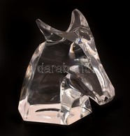 St. Luis Francia Lófej Levélnehezék, Kristály, Formába Fújt, Jelzett, M:10,5 Cm - Glass & Crystal
