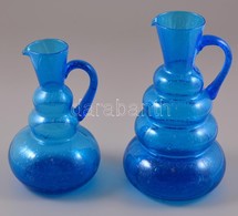 Fújt Buborék Zárványos Kiöntő 2 Db, Egyiken Repedéssel, Jelzés Nélkül, M: 20,5 és 25,5 Cm - Vidrio & Cristal