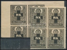 1922 IV. Károly Gyászbélyeg Négyestömb, Vágott ívtöredék - Unclassified