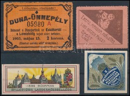 1905 Duna-Ünnepély Kitűző, Macskakiállítás, Millenniumi és Mezőgazdasági Kiállítás, összesen 4 Db Bélyeg - Unclassified