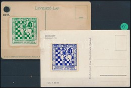 1927 Nemzetközi Sakkverseny Kecskeméten 2 Db Képeslap öntapadós Levélzáró Bélyegekkel - Unclassified