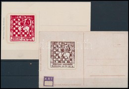 1927 Nemzetközi Sakkverseny Kecskeméten 2 Db Képeslap öntapadós Levélzáró Bélyegekkel - Unclassified