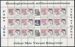 1996 Honfoglalásunk Millecentenáriuma Jókai Mór Városi Könyvtár Levélzáró 27 Db-os ív - Unclassified