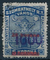 1922 Szombathely Bizonyítvány Kiállítási Díj 15 Sz. Bélyeg (12.000) - Unclassified