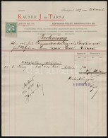 1897 Bp., Kauser J. és Társa Kőfaragó-üzlet Fejléces Számlája 1 Kr Okmánybélyeggel - Unclassified