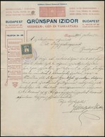 1904 Bp., Grünspan Izidor Szerszám-, Gép- és Vasraktára Fejléces Levélpapírjára írt Levél, Okmánybélyeggel - Unclassified