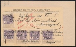 1921 Singer és Társa Budapest Varrógép- S Kerékpár-Nagykereskedés Fejléces Levelezőlapja Hozzácsatolt Nyugtával, Okmányb - Unclassified