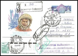 Vlagyimir Szolovjov (1946- ) és Leonyid Kizim (1941-2010) Szovjet űrhajósok Aláírásai Emlék Levelezőlapon /
Signatures O - Other & Unclassified