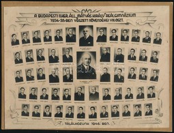1935 Budapest, Mátyás Király Reálgimnázium Tanárai és Végzett Tanulói, Kistabló Nevesített Portrékkal, 18x24 Cm - Autres & Non Classés