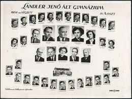 1954 Budapest, Landler Jenő Ált. Gimnázium Tanárai és Végzett Tanulói, Kistabló Nevesített Portrékkal, 18x24 Cm - Other & Unclassified