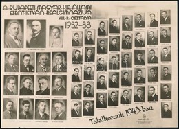 1933 Budapest, Szent István Reálgimnázium Tanárai és Végzett Tanulói, Kistabló Nevesített Portrékkal, 16×22 Cm - Other & Unclassified