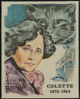 Sidonie-Gabrielle Claudine Colette (1873-1954) írónő, Varietéművészt ábrázoló Textilkép, 7×5,5 Cm - Advertising