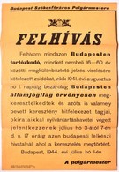 1944 Felhívás A Budapesti, Sárga Csillag Viselésére Kötelezett, Megkeresztelkedett Zsidók Számára. Plakát. 31x48 Cm - Otros & Sin Clasificación